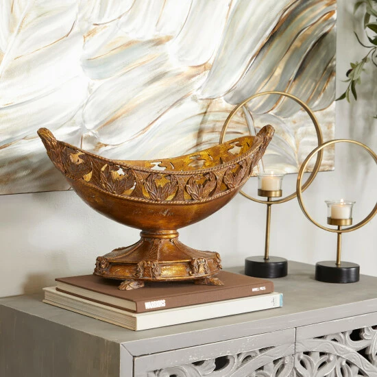 Discount ๐ฅฐ Studio 350 Bronze Polystone Traditional Decorative Bowl - 18 X 8 X 11 ๐คฉ