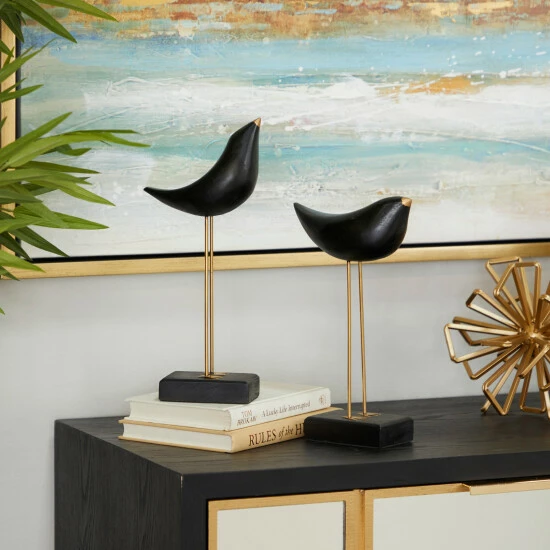 Wholesale ❤️ Studio 350 Black Wood Traditional Birds Sculpture (Set Of 2) - S/2 13", 11"H 🥰