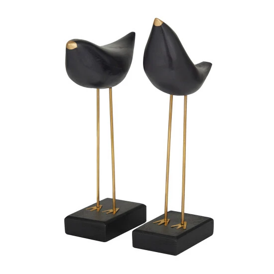 Wholesale ❤️ Studio 350 Black Wood Traditional Birds Sculpture (Set Of 2) - S/2 13", 11"H 🥰 - Image 2