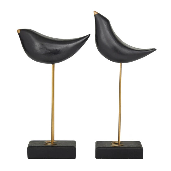 Wholesale ❤️ Studio 350 Black Wood Traditional Birds Sculpture (Set Of 2) - S/2 13", 11"H 🥰 - Image 3