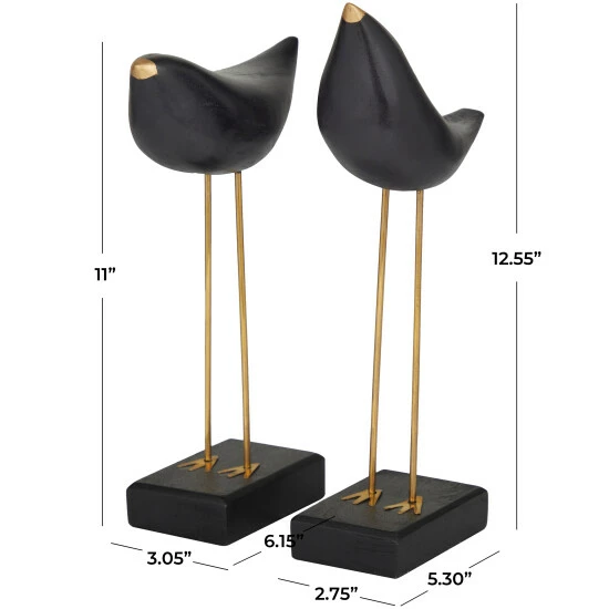 Wholesale ❤️ Studio 350 Black Wood Traditional Birds Sculpture (Set Of 2) - S/2 13", 11"H 🥰 - Image 6