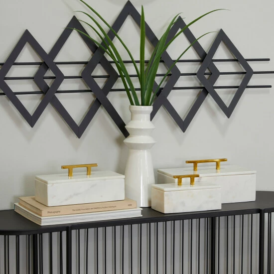 Hot Sale 🌟 Studio 350 Marble Glam Box (Set Of 3) - S/3 12", 10", 8"W Green 🔥