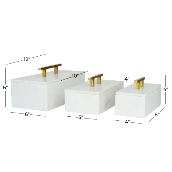 Hot Sale 🌟 Studio 350 Marble Glam Box (Set Of 3) - S/3 12", 10", 8"W Green 🔥 - Image 6