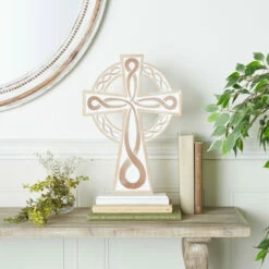 New 🧨 Studio 350 White MDF Country Cottage Decorative Cross - 12 X 4 X 18 🥰
