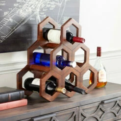 Best deal ๐ Studio 350 Brown Wood Contemporary Wine Rack 17 X 18 X 8 - 18 X 8 X 17 ๐งจ