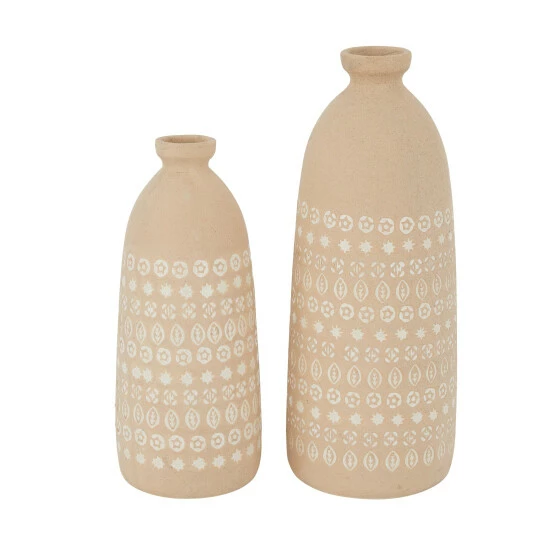 Best Pirce ๐ Studio 350 Stoneware Rustic Vases (Set Of 2) Pink ๐ - Image 2