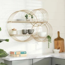 Top 10 🎁 Studio 350 Gold Iron Contemporary Wall Shelf 26 X 37 X 6 - 37 X 6 X 26 ⌛
