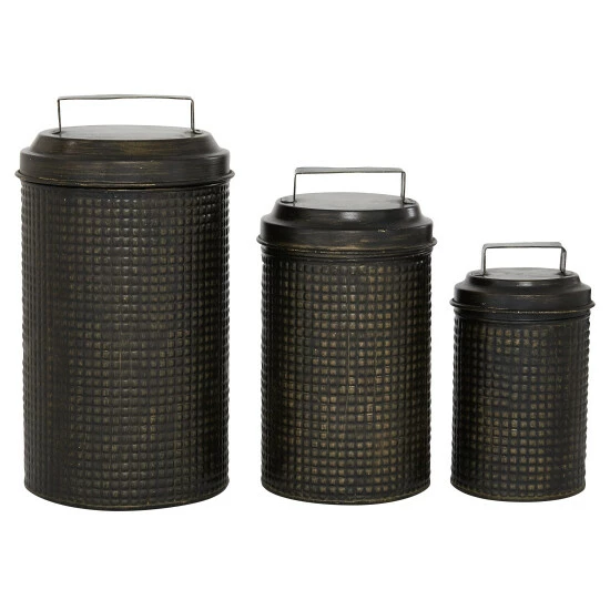 Hot Sale ❤️ Studio 350 Black Iron Farmhouse Canisters (Set Of 3) - S/3 7.25", 9.5", 11.5"H 💯 - Image 2