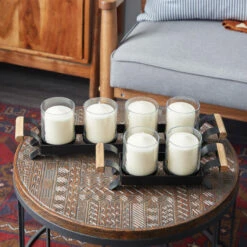 Promo ⭐ Studio 350 Black Metal Contemporary Candle Holder Set Of 2 - 21 X 4 X 5 🔥