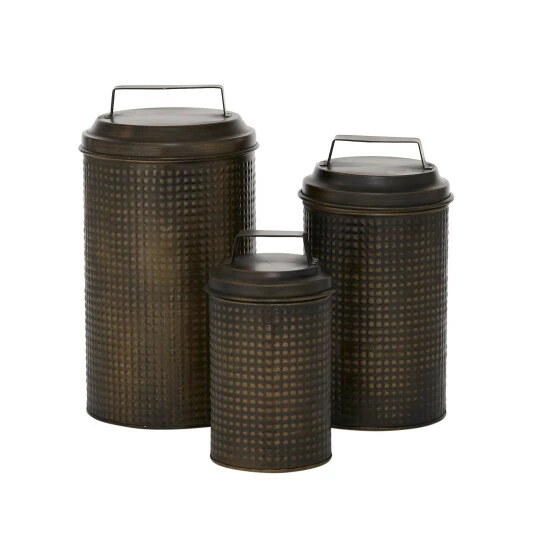 Hot Sale ❤️ Studio 350 Black Iron Farmhouse Canisters (Set Of 3) - S/3 7.25", 9.5", 11.5"H 💯 - Image 3