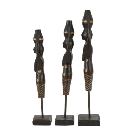 Budget 🛒 Studio 350 Black Wood Bohemian Sculptures (Set Of 3) - S/3 23", 21", 20"H 😍 - Image 3