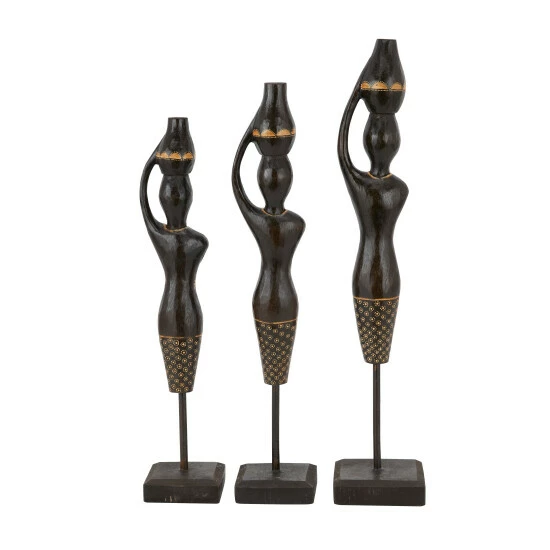Budget 🛒 Studio 350 Black Wood Bohemian Sculptures (Set Of 3) - S/3 23", 21", 20"H 😍 - Image 6