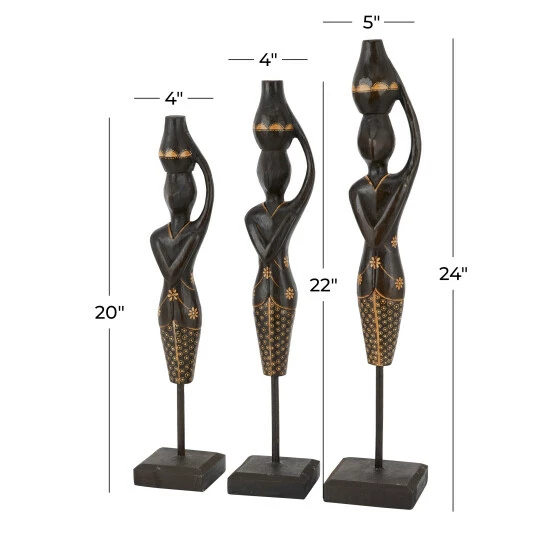 Budget 🛒 Studio 350 Black Wood Bohemian Sculptures (Set Of 3) - S/3 23", 21", 20"H 😍 - Image 7