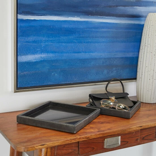 Best Pirce 😉 Studio 350 CosmoLiving By Cosmopolitan Marble Tray With Raised Border (Set Of 2) Black 👏 - Image 8