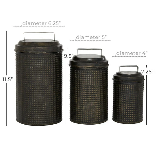 Hot Sale ❤️ Studio 350 Black Iron Farmhouse Canisters (Set Of 3) - S/3 7.25", 9.5", 11.5"H 💯 - Image 7
