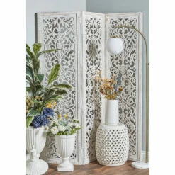 Cheapest ✨ Studio 350 White Washed Distressed Wood Ornate Farmhouse Room Divider Screen 🔔