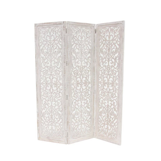 Cheapest ✨ Studio 350 White Washed Distressed Wood Ornate Farmhouse Room Divider Screen 🔔 - Image 2