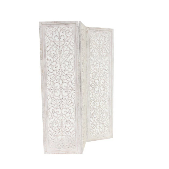 Cheapest ✨ Studio 350 White Washed Distressed Wood Ornate Farmhouse Room Divider Screen 🔔 - Image 3