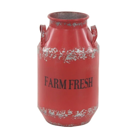Cheapest ✨ Studio 350 Farm Fresh Red Metal Milk Can Decor (Set Of 2) 😉 - Image 3