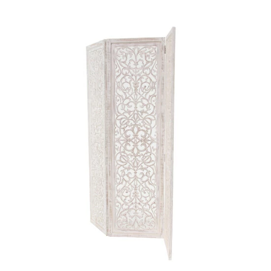 Cheapest ✨ Studio 350 White Washed Distressed Wood Ornate Farmhouse Room Divider Screen 🔔 - Image 5