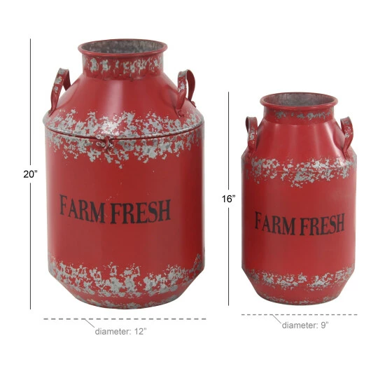 Cheapest ✨ Studio 350 Farm Fresh Red Metal Milk Can Decor (Set Of 2) 😉 - Image 7