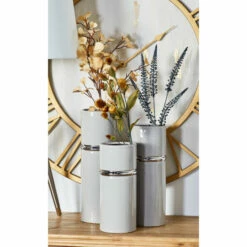 Budget ❤️ Studio 350 White Stoneware Glam Vase (Set Of 3) 🔥