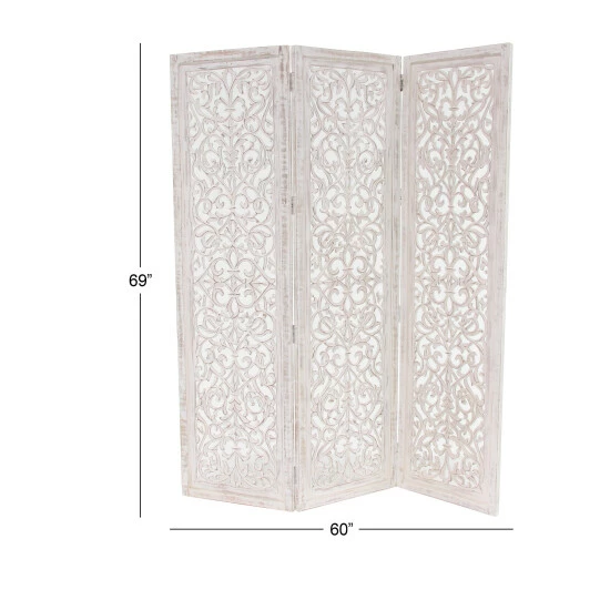 Cheapest ✨ Studio 350 White Washed Distressed Wood Ornate Farmhouse Room Divider Screen 🔔 - Image 6