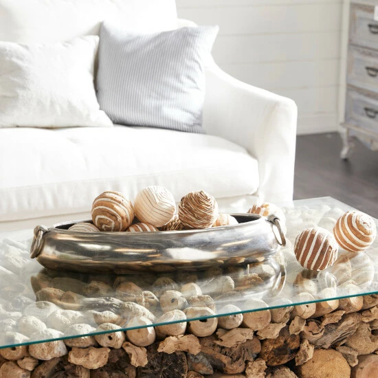 Coupon ⭐ Studio 350 White Dried Plant Material Coastal Orbs & Vase Filler (Set Of 3) - 10 X 4 X 14 Round 🤩