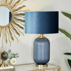 Best reviews of ✨ Studio 350 Blue Velvet Transitional Table Lamp 🎁