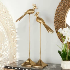 Best reviews of 🔥 Studio 350 Gold Aluminum Eclectic Sculpture Bird (Set Of 2) - S/2 32", 28"H ✨