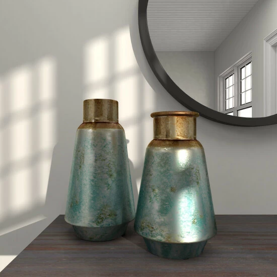 Buy 🥰 Studio 350 Rustic Turquoise/ Bronze Iron Vase (Set Of 2) 🤩 - Image 7
