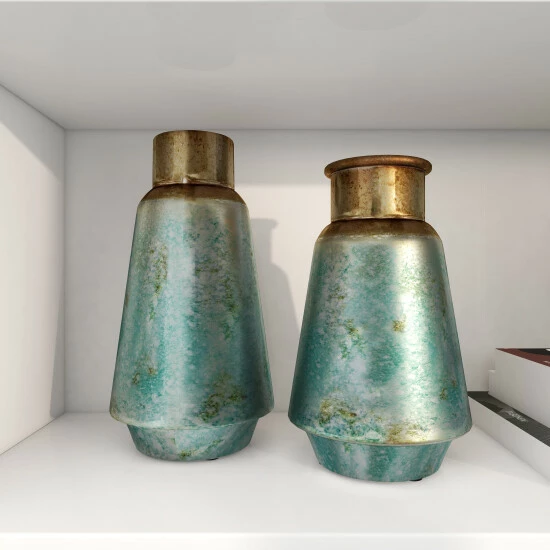 Buy 🥰 Studio 350 Rustic Turquoise/ Bronze Iron Vase (Set Of 2) 🤩 - Image 8
