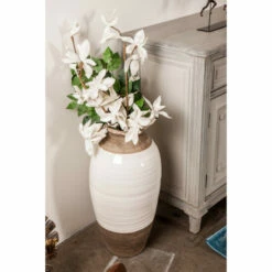 Hot Sale ๐ Studio 350 Modern Coastal Farmhouse Gray And White Porcelain Stoneware Floor Vase Grey/white - Large ๐