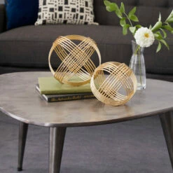 Wholesale 🤩 Studio 350 Gold Iron Modern Sculpture Geometric (Set Of 2) - 9 X 8 X 8 And 7 X 6 X 6 👏