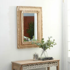 Brand new ⭐ Studio 350 Brown Wood Bohemian Wall Mirror 36 X 26 X 1 - 26 X 1 X 36 😀