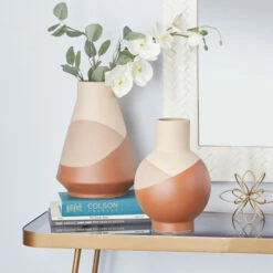Promo 🥰 Studio 350 Tan Ceramic Modern Vase (Set Of 2) 🌟