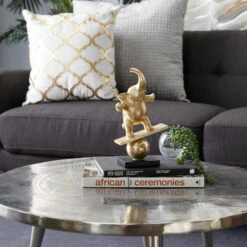 Cheap 🎁 Studio 350 Gold Polystone Contemporary Sculpture Elephant 12 X 7 X 3 - 7 X 3 X 12 😍