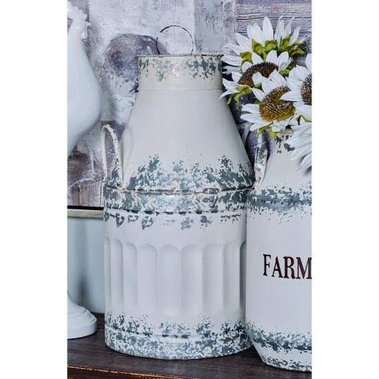 New ๐ Studio 350 White Iron Farmhouse Decorative Jar (Set Of 2) - 11 X 20 And 7 X 15 โ