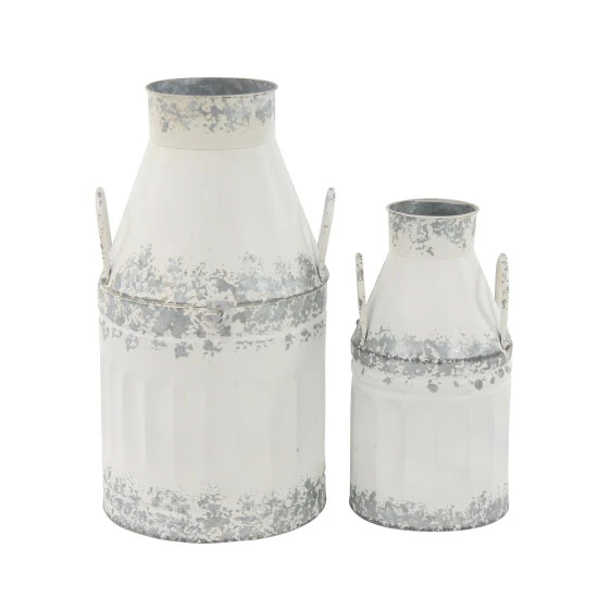 New ๐ Studio 350 White Iron Farmhouse Decorative Jar (Set Of 2) - 11 X 20 And 7 X 15 โ - Image 2