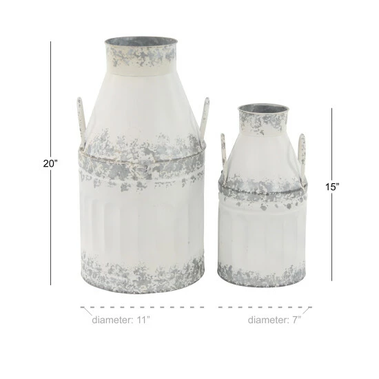 New ๐ Studio 350 White Iron Farmhouse Decorative Jar (Set Of 2) - 11 X 20 And 7 X 15 โ - Image 8