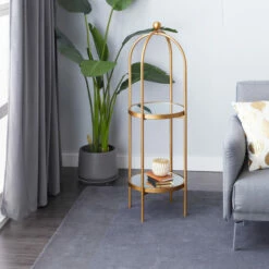 New ๐ Studio 350 Gold Metal Glam Shelving Unit 46 X 16 X 18 - 16 X 18 X 46 ๐ฅ