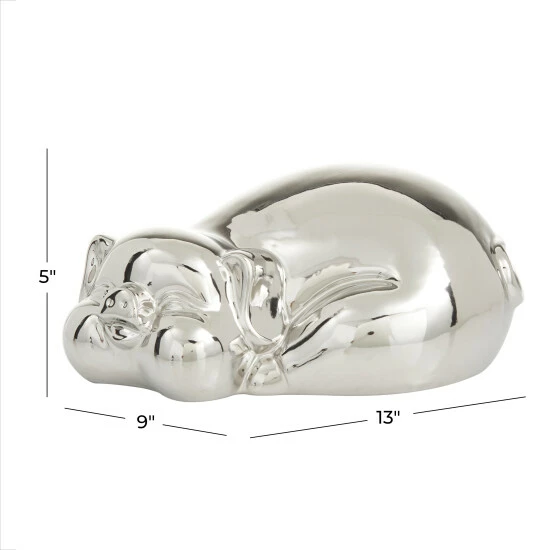 Cheapest 🔔 Studio 350 Porcelain Pig Sculpture - 13 X 9 X 5 Silver 👏 - Image 6
