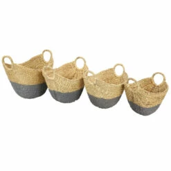 Wholesale ✨ Studio 350 CosmoLiving By Cosmopolitan Brown Sea Grass Storage Basket (Set Of 4) Multi ✨