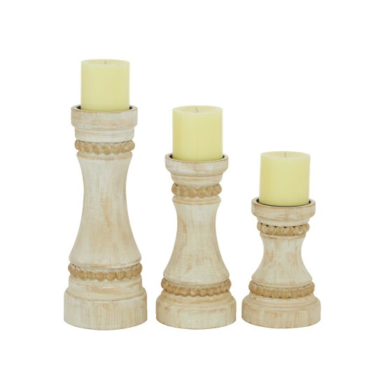 Cheap ๐ Studio 350 Wood Farmhouse Candle Holder (Set Of 3) - S/3 12", 9", 7"H Grey ๐งจ - Image 2