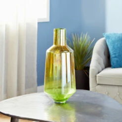 Best reviews of ⭐ Studio 350 Cylindrical Iridescent Yellow And Green Smoked Glass Vase 9" X 20" ⌛