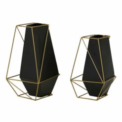 Flash Sale ✔️ Studio 350 Black Iron Contemporary Vase (Set Of 2) - 6 X 6 X 11 🥰