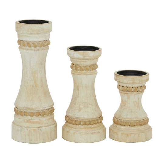 Cheap ๐ Studio 350 Wood Farmhouse Candle Holder (Set Of 3) - S/3 12", 9", 7"H Grey ๐งจ - Image 3