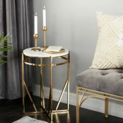 Wholesale 😍 Studio 350 Gold Metal Contemporary Accent Table - 16 X 16 X 21 🧨