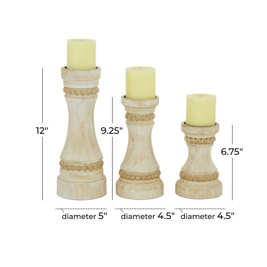 Cheap ๐ Studio 350 Wood Farmhouse Candle Holder (Set Of 3) - S/3 12", 9", 7"H Grey ๐งจ - Image 5