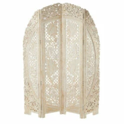 Coupon 😀 Studio 350 White Wood Distressed Eclectic Ornate Room Divider Screen - 60 X 2 X 72 🎉